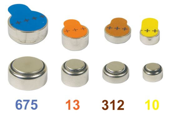 Different Battery sizes for hearing aids
