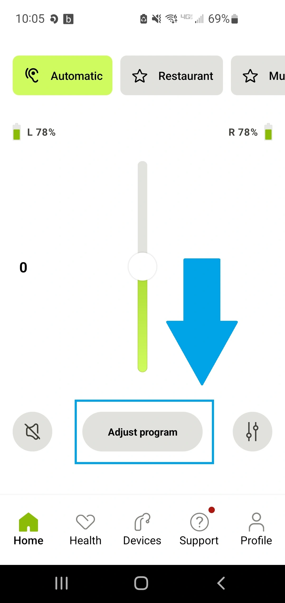 My Phonak App Hearing Aid Control For Bass/Treble Adjustments to Hearing Aids