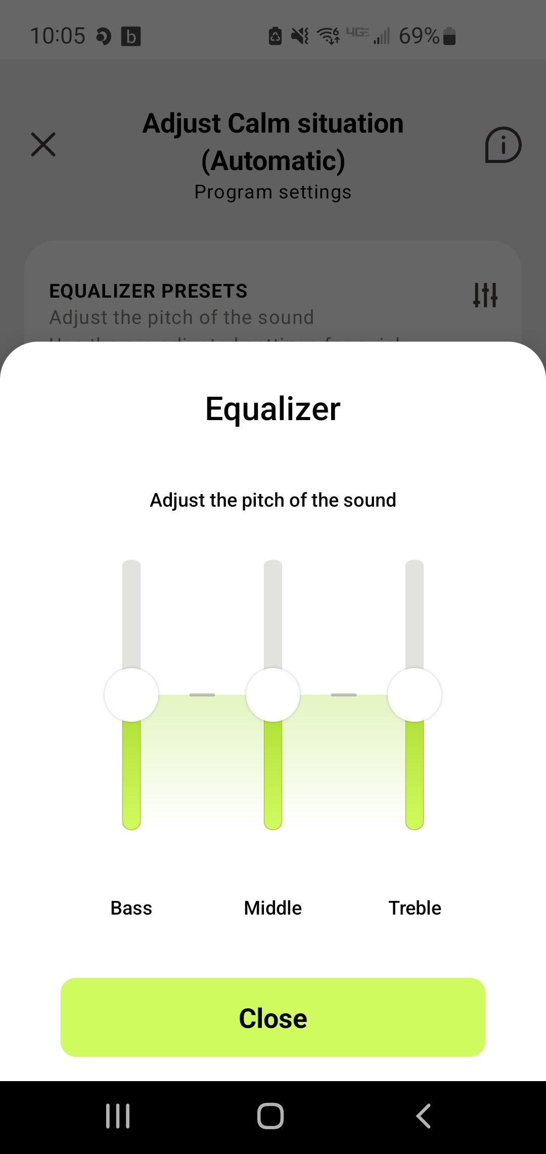 My Phonak App Hearing Aid Control For Bass/Treble Adjustments to Hearing Aids